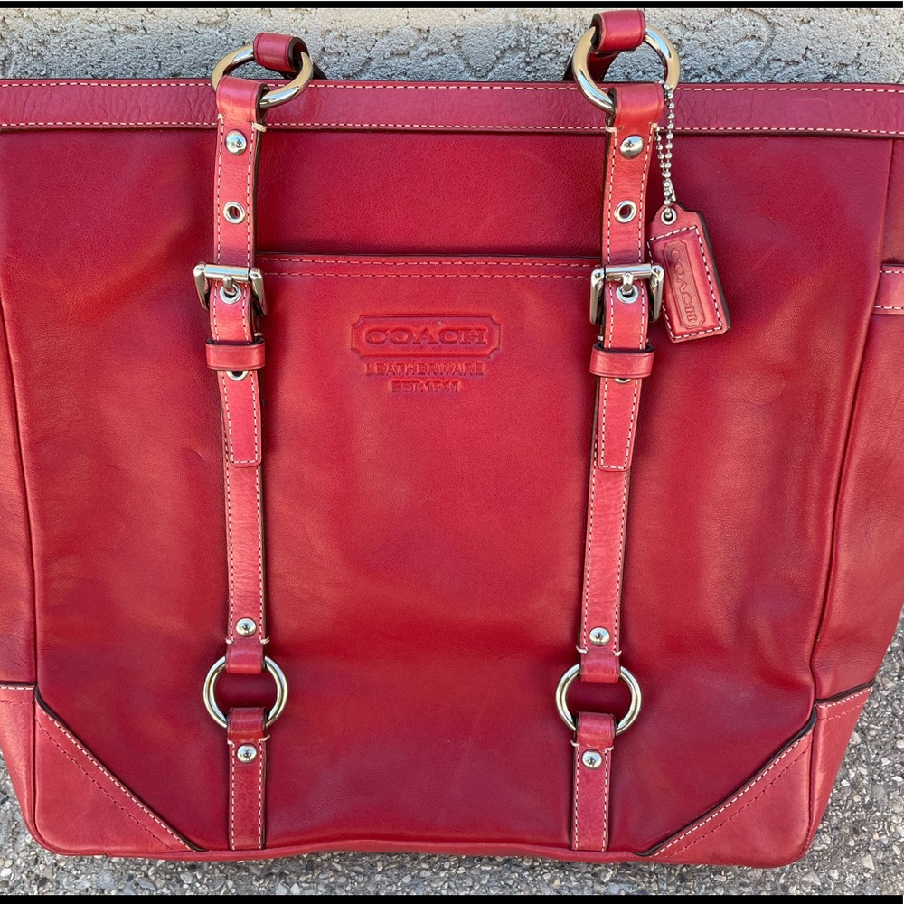 Coach Red Leather Tote